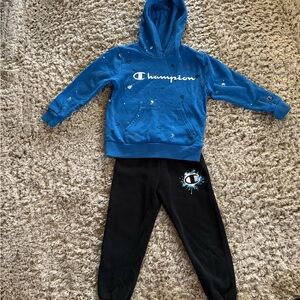 Champion Kids Blue Hoodie and Black Joggers Size 5